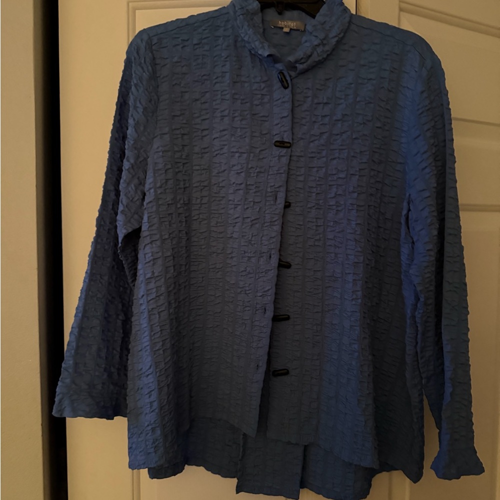 Habitat Blue Textured Button-Front Women’s Top/jacket small